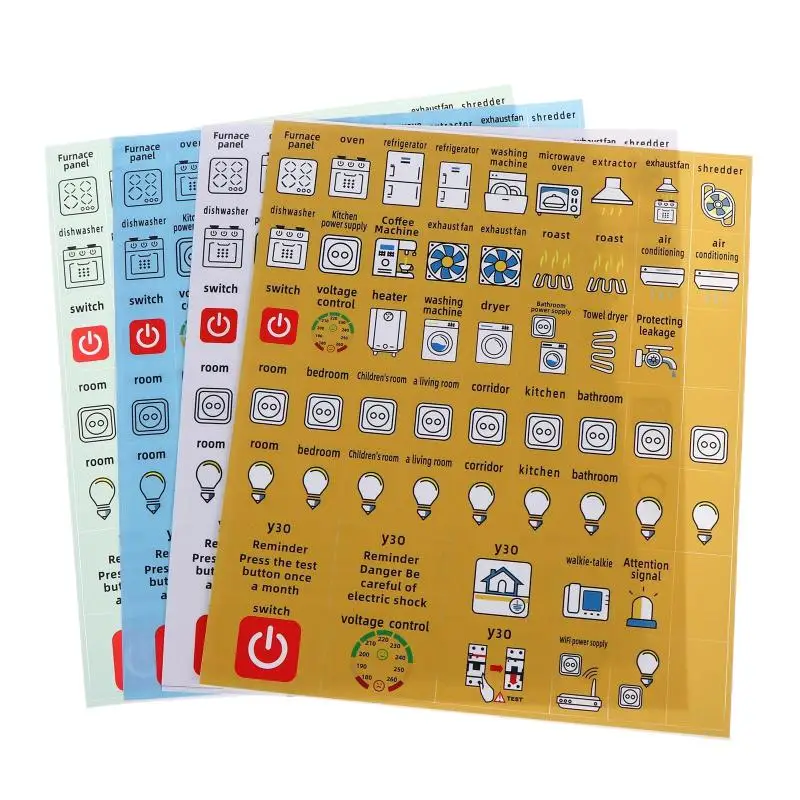 High Quality 2/5Sheets Self-adhesive Waterproof English Version Electric Box Electric Circuit Breaker Panel Label Decorative