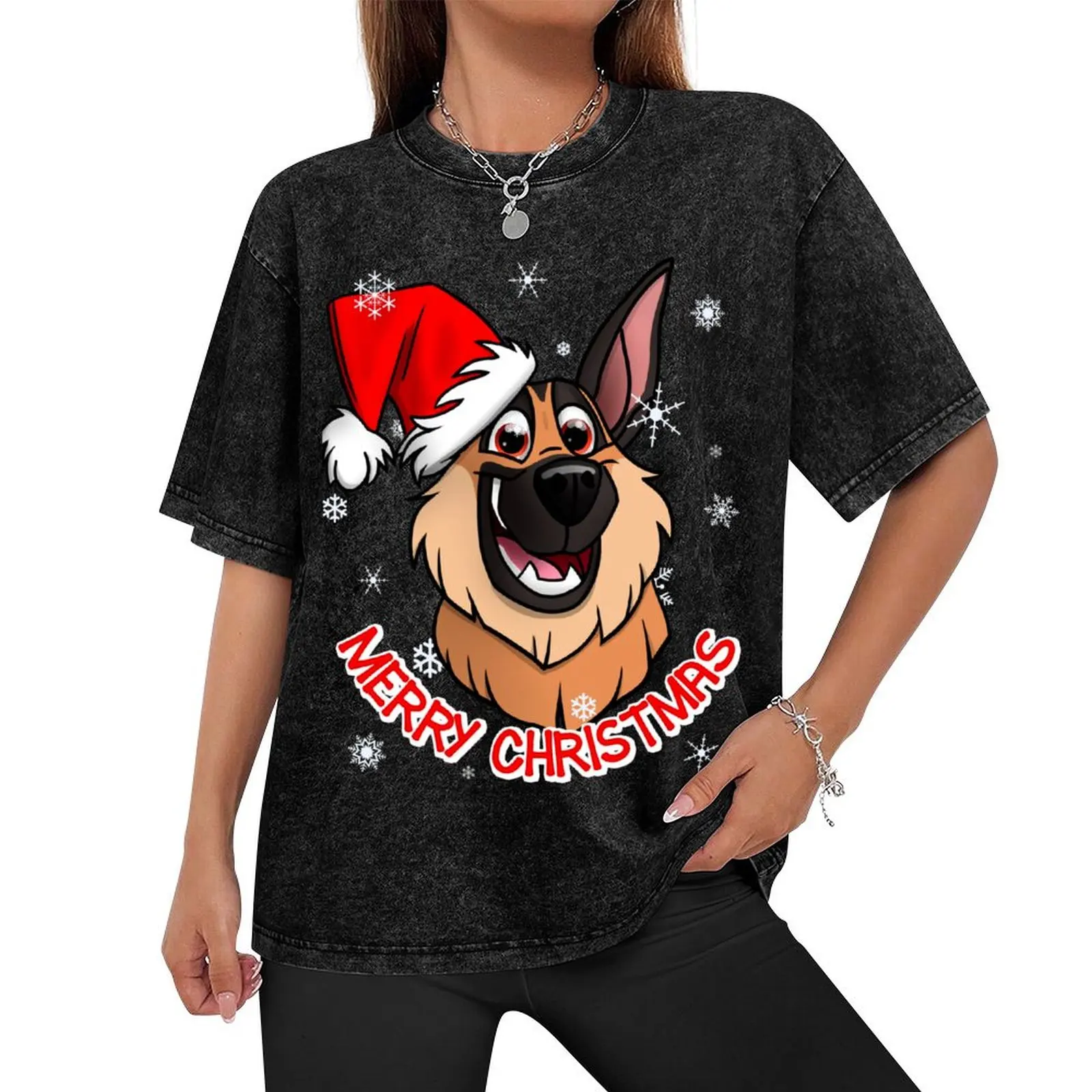 Merry Christmas German Shepherd T-Shirt cute tops anime t shirts cheap stuff shirts men