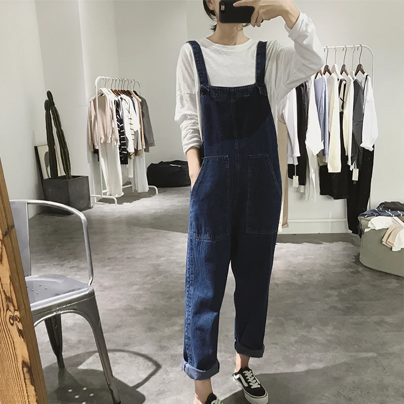 

Loose Maternity Denim Overalls Women's Spring Autumn High Waist Wide Leg Pants Casual Jeans Overalls for Short Women