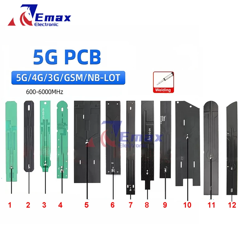 2PCS 5G/4G/3G/2G/GSM/NB-IOT Full Band PCB Antenna Welding Connector 12cm Length Omnidirectional High Gain Built-in Patch Antenna