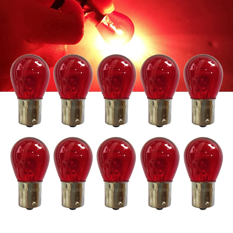 10pcs car 1156 P21W BA15S halogen lamp 12v 21W warm white reverse lights brake bulbs Stop Light Rear Turn Signal DRL 12v