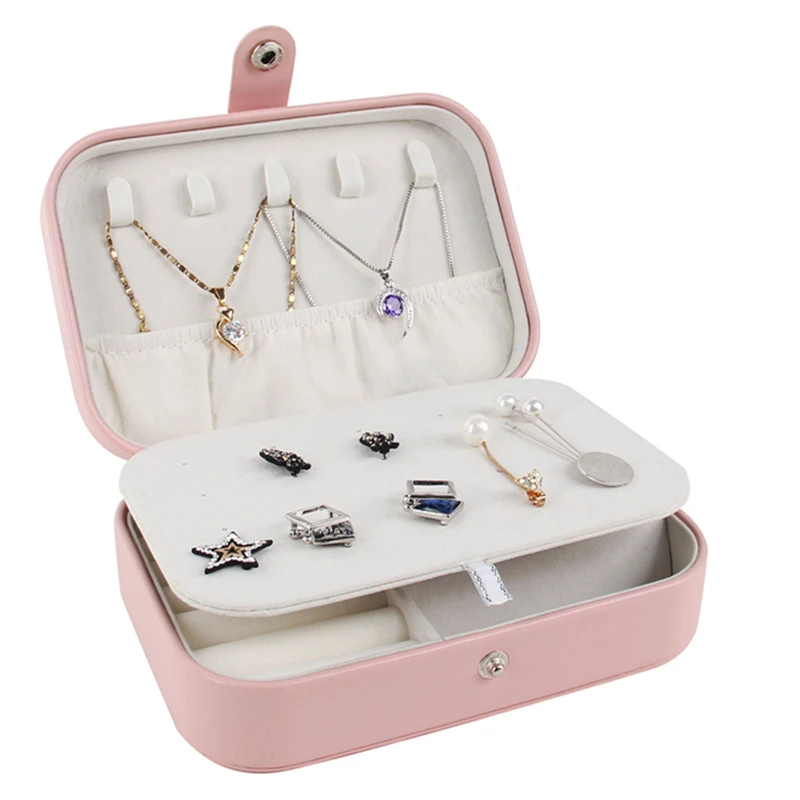 

Двойная коробка для хранения Кольцо Серьги Организация Маленькая тонкая сетка с узором Сумка на молнии на ладони Большая кожаная двойная коробка с клапаном