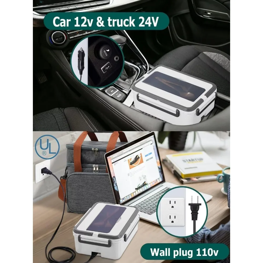 Electric Lunch Box Food Heater 80W, 3 in 1 Heated,Portable Food Warmer Self Heating Box for Men with Large Insulated Lunch Bag