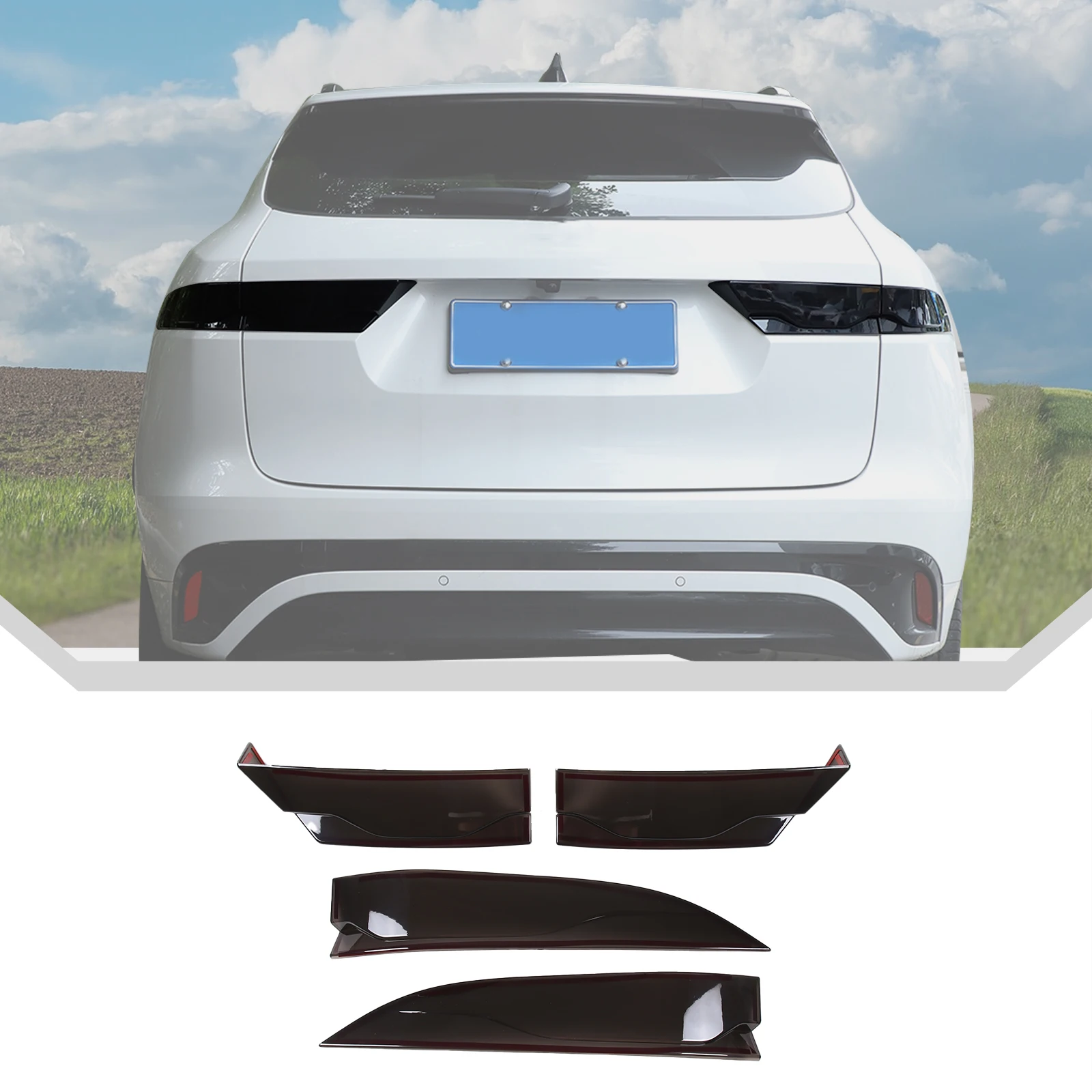 

Smoke Black Car Rear Tail Light Lamp Decoration Cover For Jaguar F-PACE 2021-2025 Taillight Cover Exterior Accessories