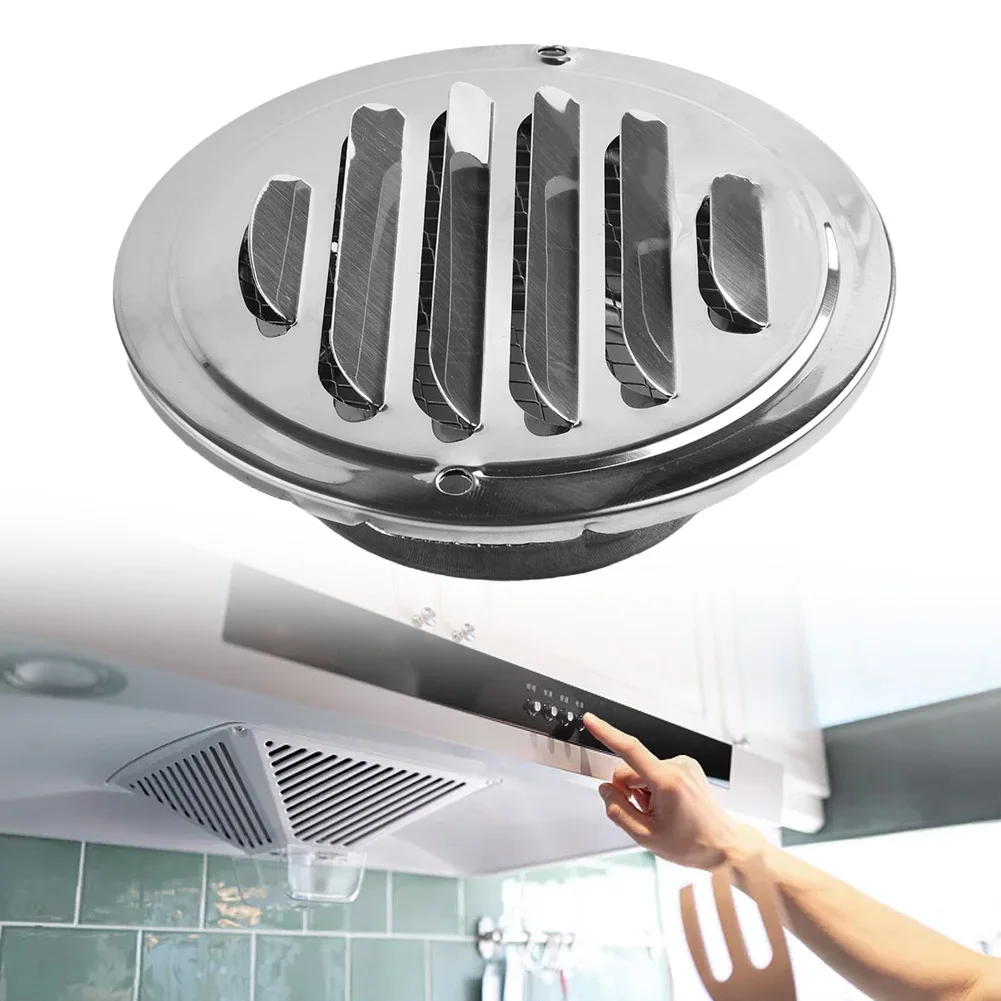 Duarable Home Stainless Steel Vent Parts Tools Metal Cover Air Vent Grill Flat Round 14.5cm/5.7inch 9.8cm/3.85inch