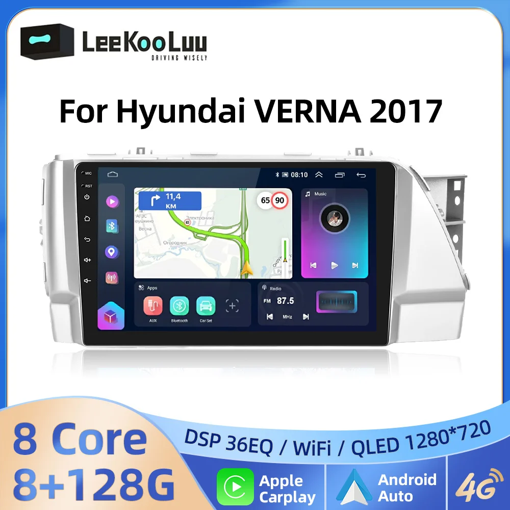 

LeeKooLuu Wireless CarPlay Android Autoradio For Hyundai VERNA 2017 Car Multimedia Player 2Din Auto Radio 4G GPS Stereo Wifi