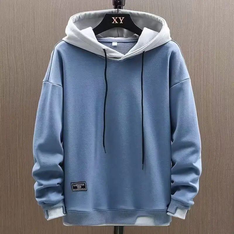 2023 Autumn New Youth Fashion Trend Pullover Sports Casual Holiday Two Piece Sweater Men's Casual Loose Hooded Coat Sweater