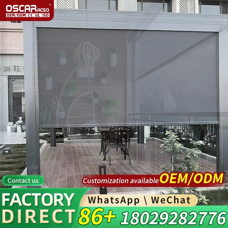Outdoor Waterproof Aluminum Alloy Motorized Electric Louver Pergola with Screen Bioclimatic Cover Roof for Garden Patio Backyard