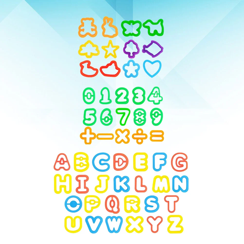 مجموعة أدوات عجينة الطين الملونة مكونة من 53 قطعة مجموعة قوالب الطين ذاتية الصنع مع طوابع أرقام الحروف، اللعب الإبداعي، تخفيف التوتر، حرفة الحفلات