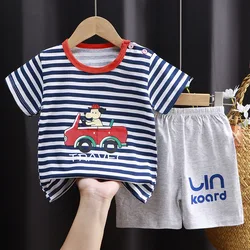 Boy's T-shirt and Shorts Set, Pure Cotton, Girls' Summer Clothing, Boys' T-shirt for 110-130cm Tall Kids 100% Cotton 2-5Y KIDS