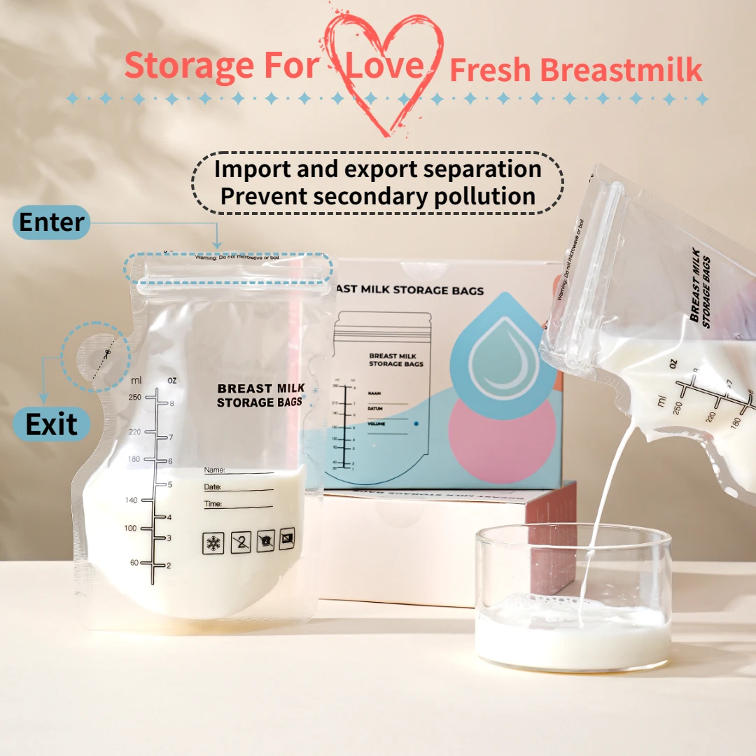 60/90Pieces Breast Milk Storage Bag Baby Snack Fruit Sealing Bag Double Layer Safety Material Outdoor Portability CE Certificate