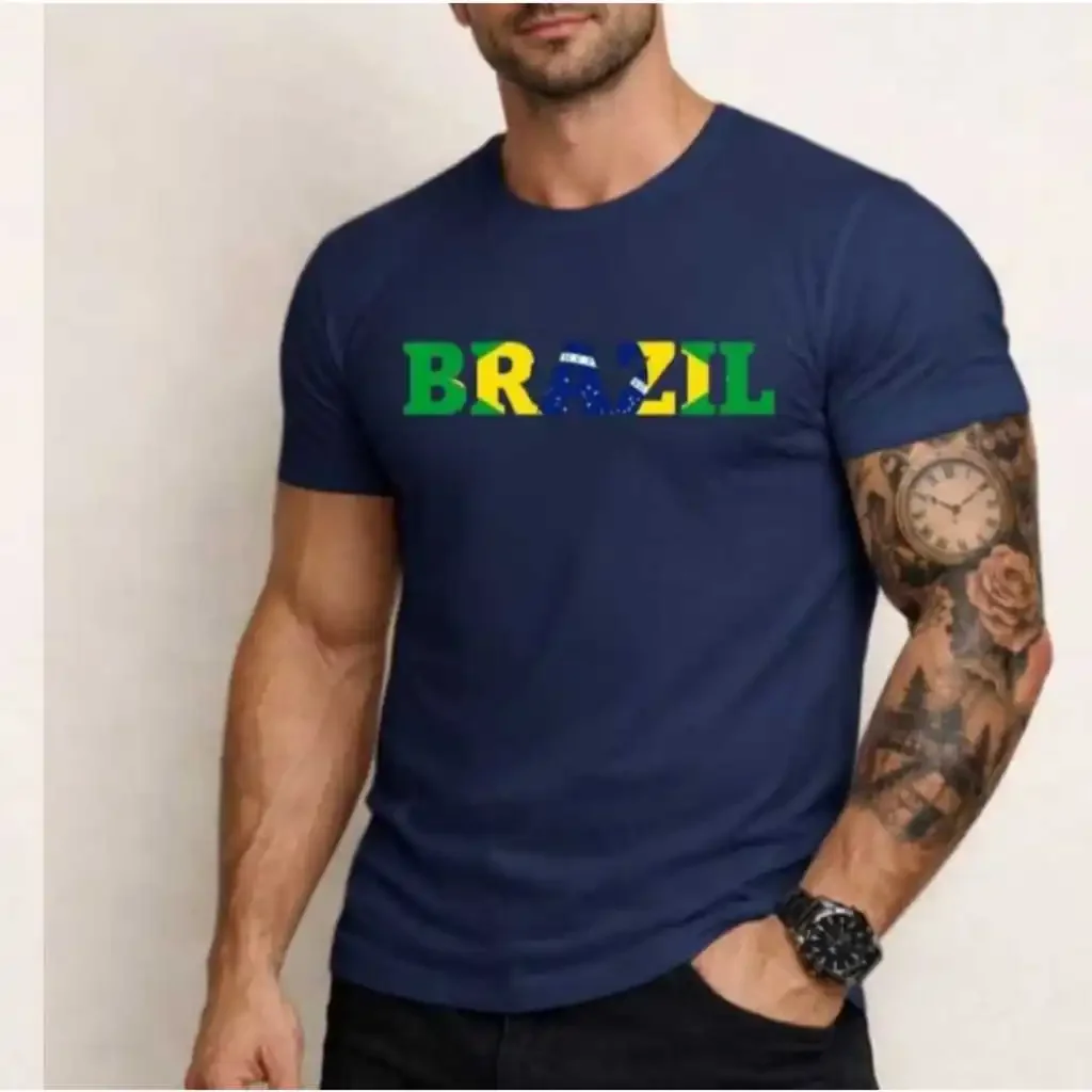 Brazil Flag Creative Prints Comfy Loose T Shirt For Men Summer Casual Streetwear Soft Oversized Men Clothes T-Shirt