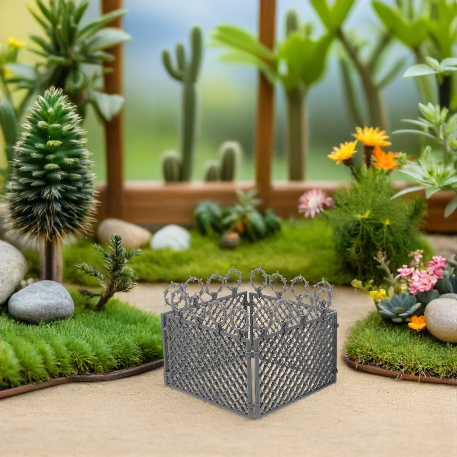 

2 set Miniature Plastic Fence Building Block Safety Guardrail Diy Scene Small Fences Simulation Wire Mesh Panels Micro Landscape