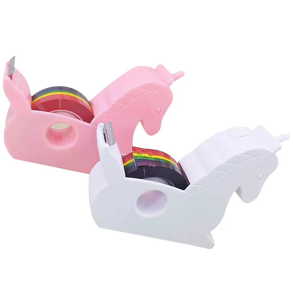 

2 Pcs Family Tape Dispenser Decorative Small Cute Cartoon Cutting Tool Holder Pvc Practical