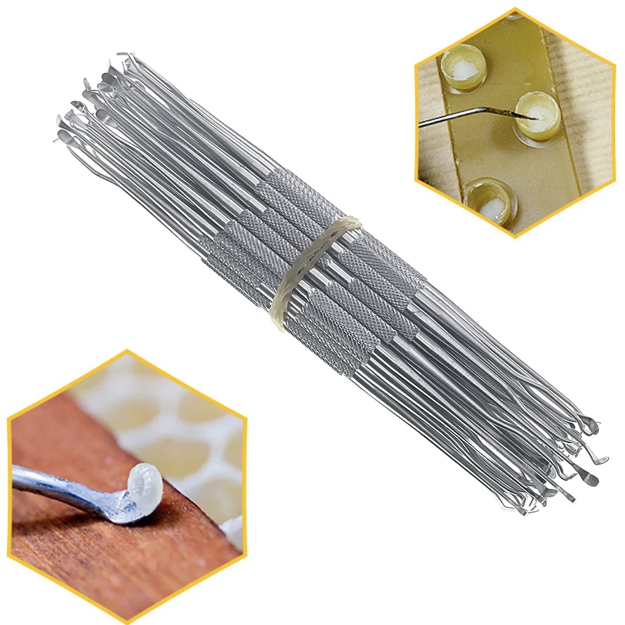 2pcs/5pcs Dual Tip Stainless Steel Straight Queen Larva Transfer Grafting Metal Spatula Spoon Harvest Or Collect Royal Jelly