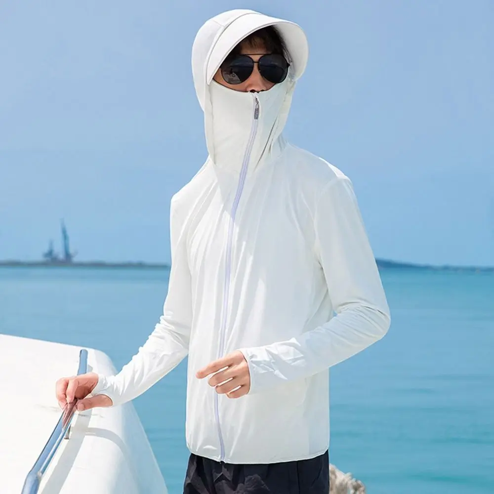 

Ice Silk Sunscreen Clothes for Men Summer UV Protection Cover Up Long Sleeved Ultra thin Coat Cycling Sunscreen Clothes