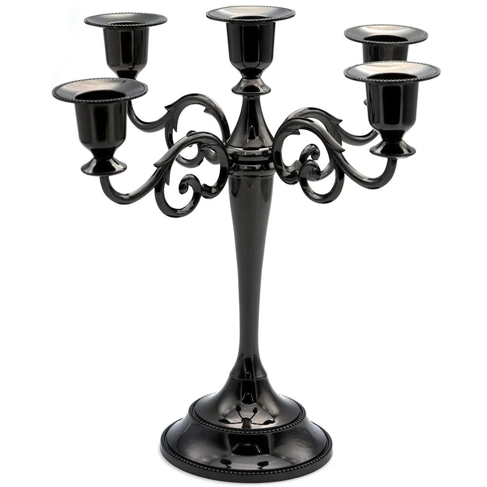 

5-Candle Metal Candelabra Candlestick Holders 10.6in Tall Candle Holder Wedding Event Candelabra Candle Stand Black/Silver/Gold