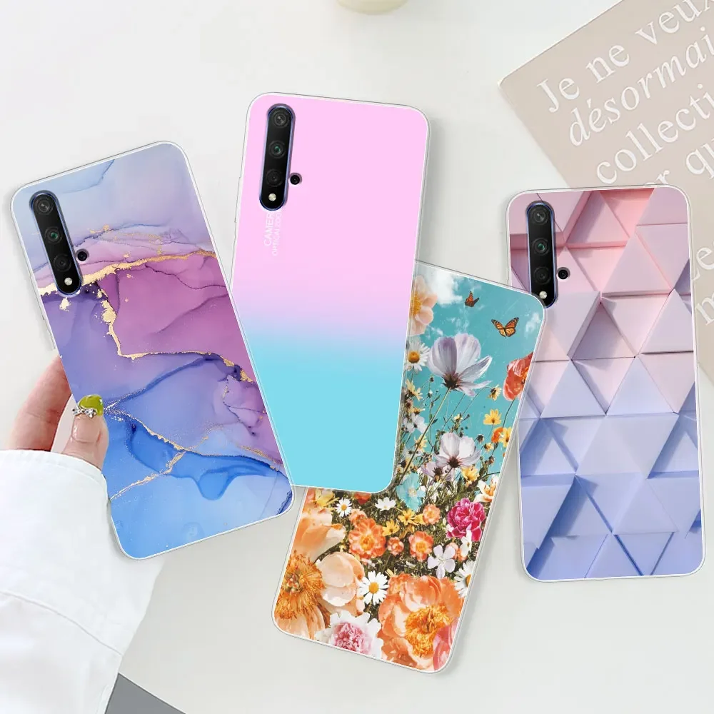 For Huawei Honor 20 Case Cover Nova 5T 6.26 Inch Chic Girl Marble Silicone Clear Phone Case For Honor 20 Protective Bumper Funda