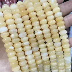 5X8MM 6X10MM Natural Stone Yellow Jade Chalcedony Flat Rondelle Loose Space Beads For Jewelry Making Diy Bracelet Accessories