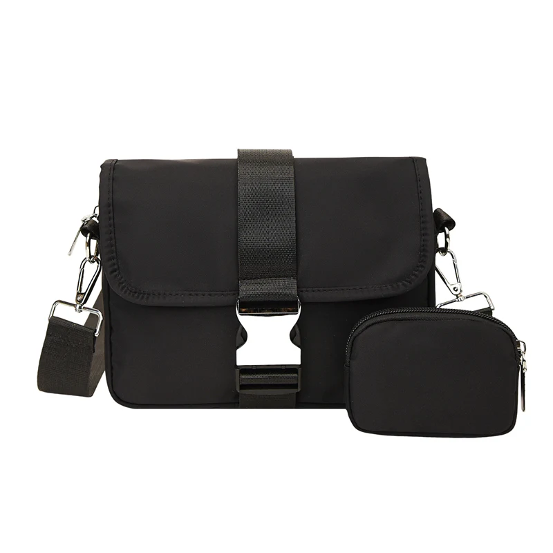 Men's Crossbody Bag Casual Waterproof Nylon Material Small Square Bag New Unisex Classic Single Shoulder Slant Crossbody Bag