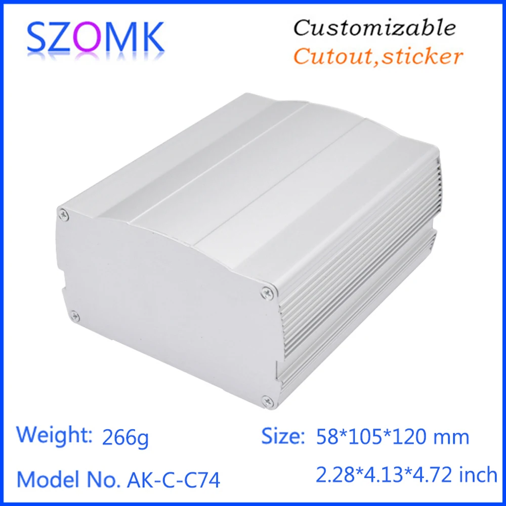 

1Pcs 58*105*120mm szomk silver aluminium extrusion case split type aluminum instrument housing pcb enclosure cabinet housing