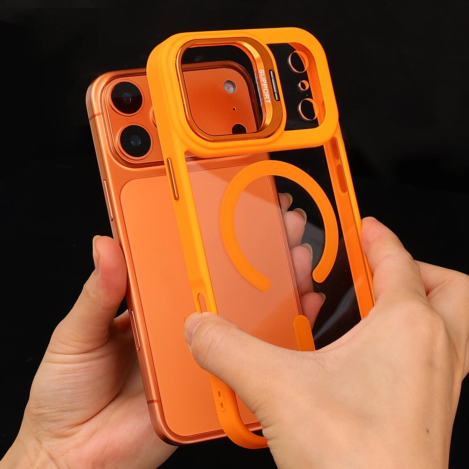 Magnetyczne etui na iPhone 17 Pro Max 17Air z podstawką, osłoną obiektywu aparatu, bezprzewodowym ładowaniem, odporne na wstrząsy, bumper na iPhone 17