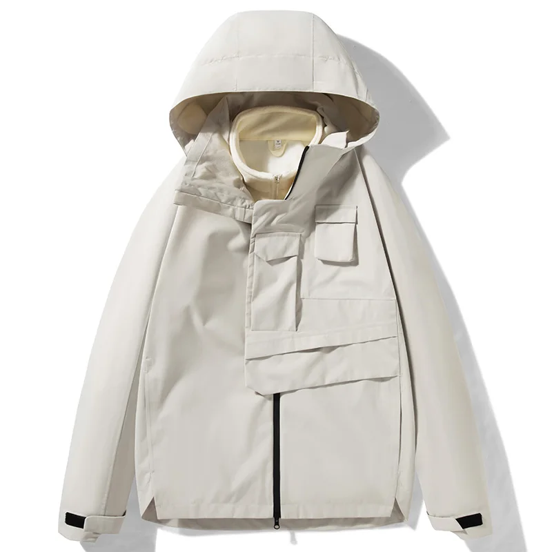 

Men's Windproof Waterproof Hiking Jacket 3-in-1 Breathable Raincoat with Fleece Inner for Autumn Winter Travel