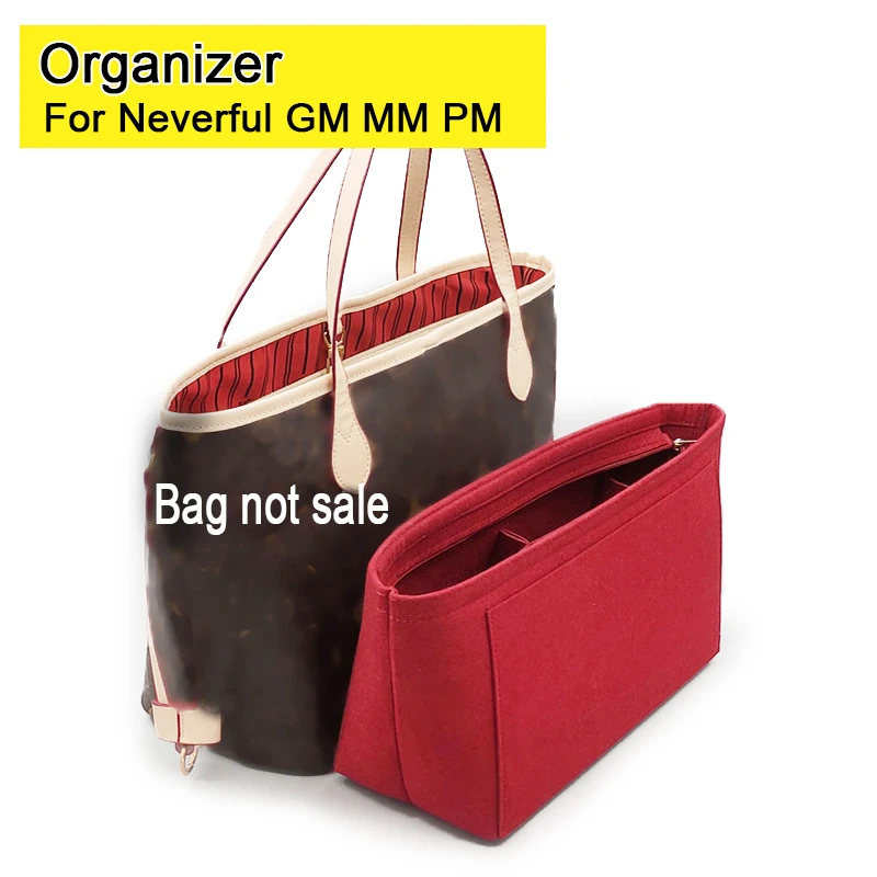 

Purse insert Bag Organizer with Zipper Cover Fit for Neverfull GM MM PM, Handbag Organiser Divider Shaper Protector