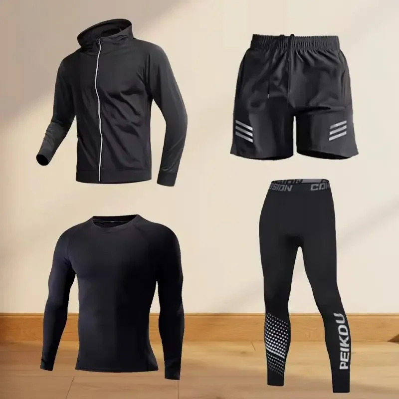 Men's Athletic Set | Compression Sportswear | Moisture Control Flexible | Bodybuilding Workout Running