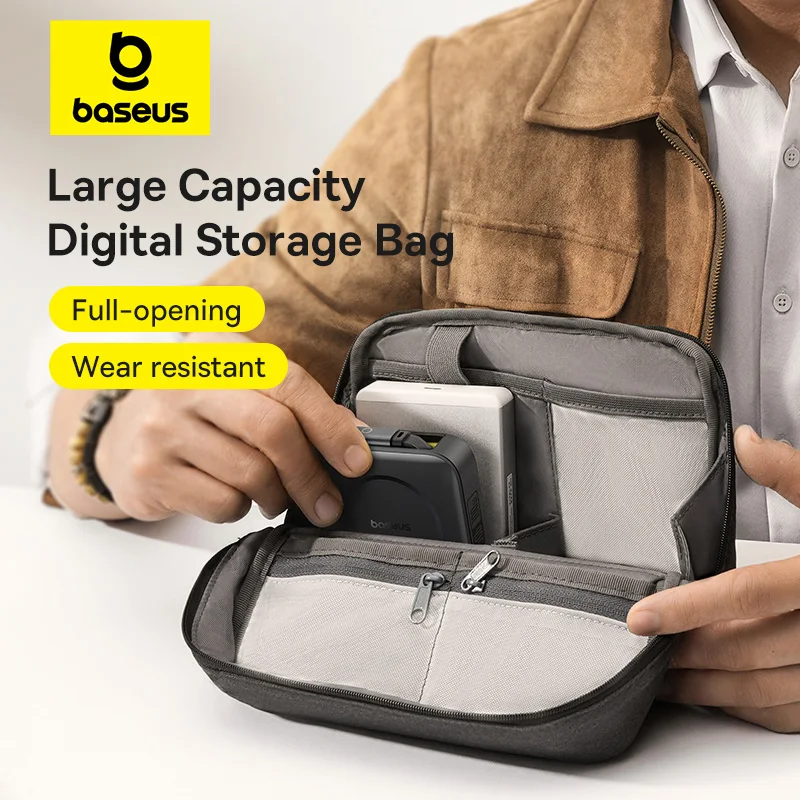 Baseus Digital Storage Bag for iPhone 15 14 Pro Max Earphone USB Cable Power Bank Charger Cell Mobile Phone Accessories Case Bag