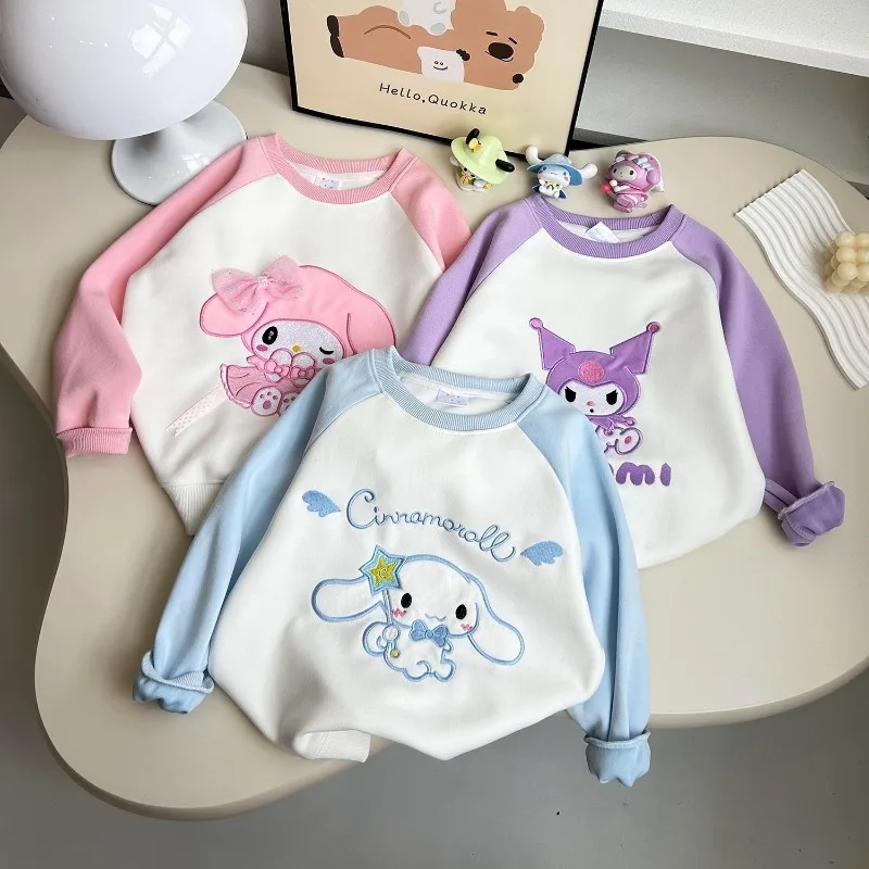 

Sweet Anime Kawaii MINISO Cinnamoroll My Melody Children Long Sleeve Shirt Cute Kuromi Children Hoodie Cloth Gifts for Kids