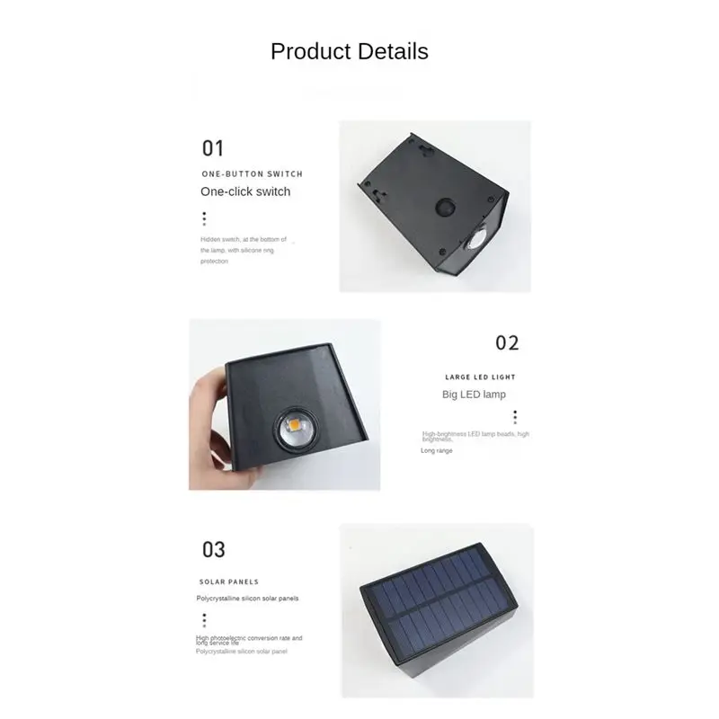 AA19 2LED Outdoor Wall Light Waterproof Solar Outdoor Ambient Lighting Warm White Lights Garden Lights Outdoor Wall Lamp