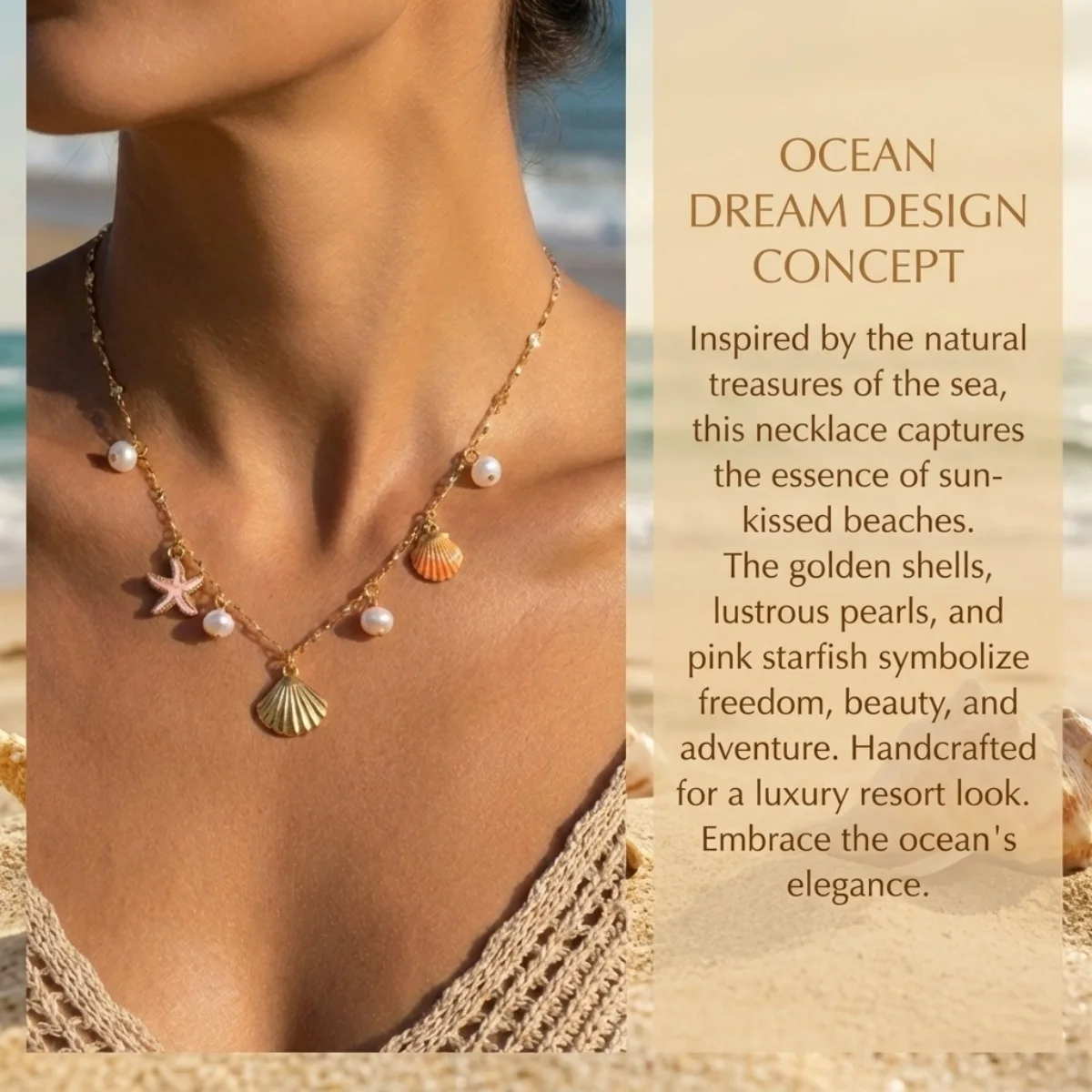 Sommerliche Halskette mit Imitationsperlen, Seestern- und Muschelanhänger für Damen und Herren, Bohemian Fischschwanz-Ozean-Strand-Choker, Urlaubs- und Party-Schmuck – Detail 11