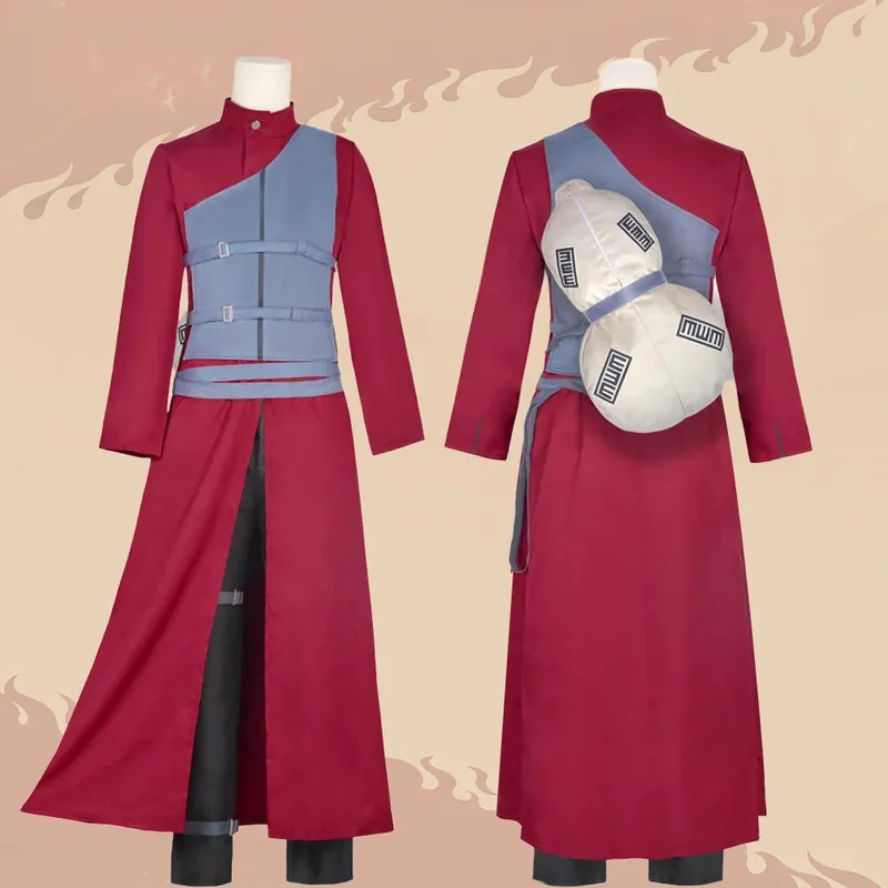 Gaara Cosplay Kostüm Fünfte Kazekage Rote Robe Sand Kürbis Anime Set Männliche Ninja Outfit