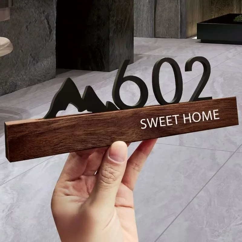 Acrylic Door Plate Shop Sign Customized House Number Family Name Address Letter for Office Home Hotel Apartment with Sticker