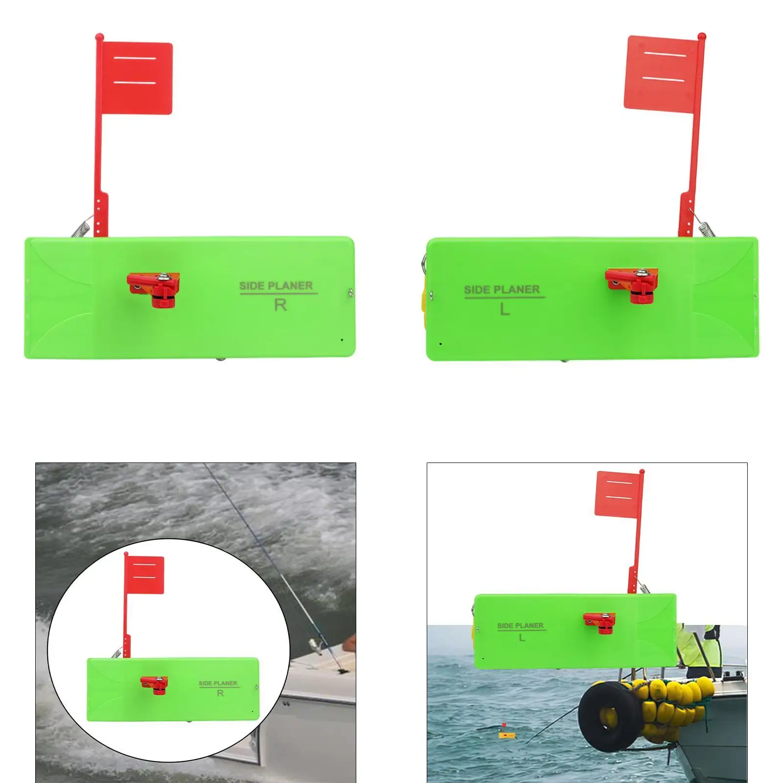 Fishing Planer Board with Spring Flag System Snap Release Clip for Freshwater Saltwater Trolling River Offshore Boat Fishing