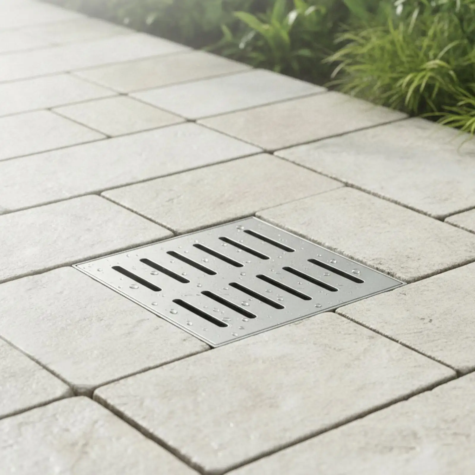Brushed Silver Drain Channel Cover with Support Brace Stainless Steel Floor Grate for Kitchen Sewer Drain
