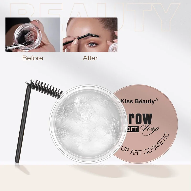 Jabón para peinar cejas transparente natural |   Fijación de cera de pomada transparente |   Con pincel para maquillaje diario de cejas para mujer
