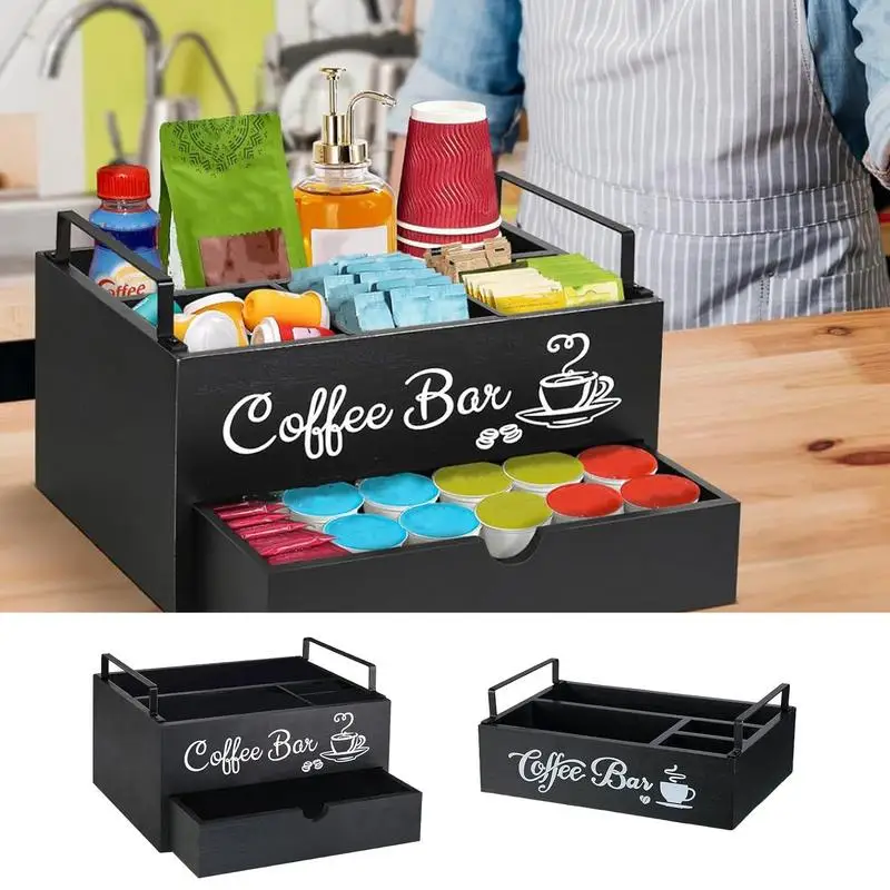 

Coffee Station Organizer Stylish Wooden Coffee Rack Large Capacity Coffee Pod Holders For Bar Countertop Coffee Bar Accessories