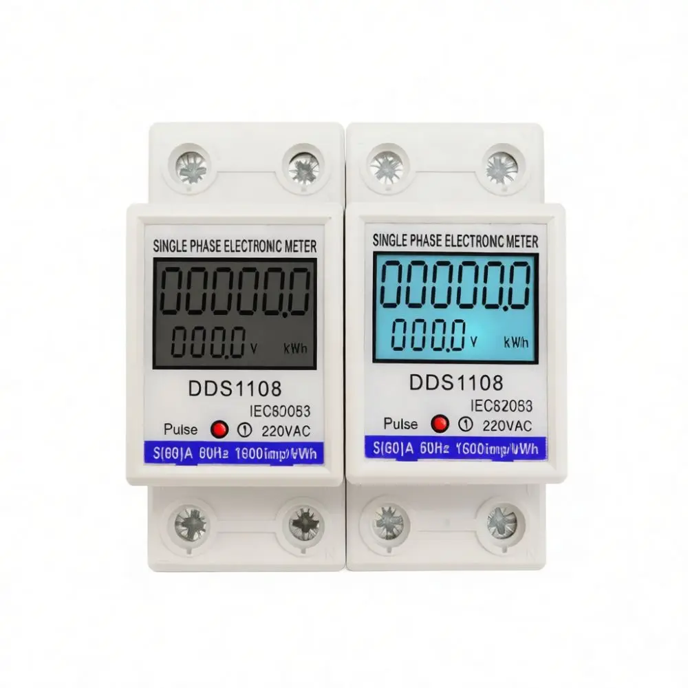 AC Single Phase Din Rail Wattmeter Digital Energy Meter Home Electricity Usage Monitoring Gauge Power Management