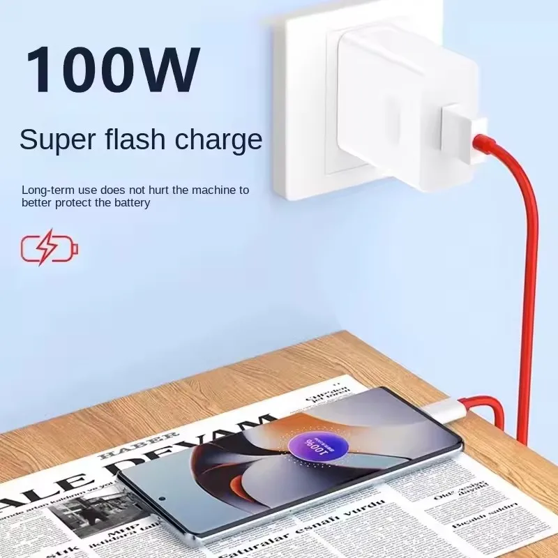SuperVOOC 100 واط 80 واط نوع C USB كابل شحن سريع ل OnePlus 9 10 Pro 11 12 13 Nord 2T 3 4 5 CE 2 3 Lite N200 N300 OPPO Realme
