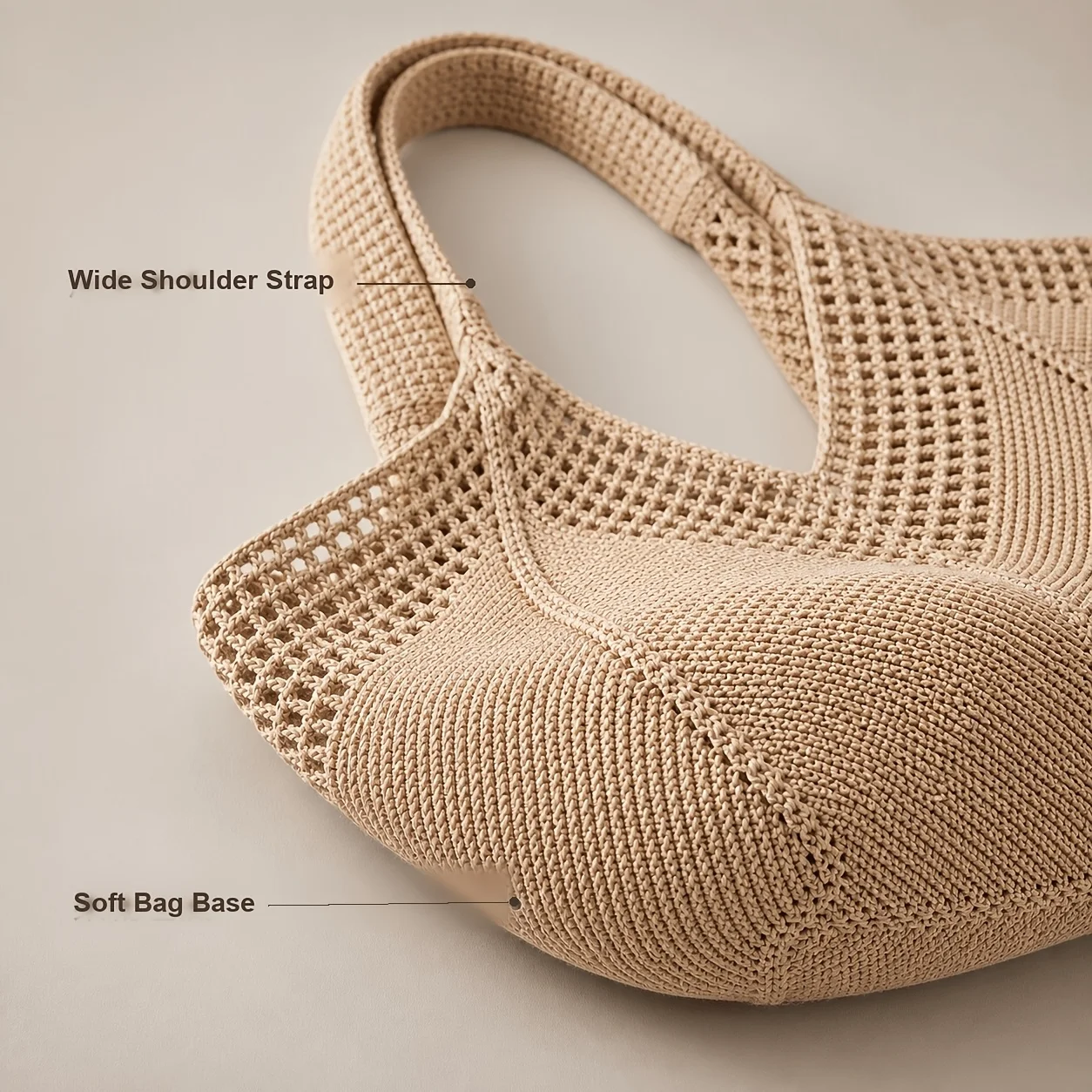 Leichte, geräumige, hohlgestrickte Tragetasche, gehäkelte Schultertasche für Strand, Reisen, Schule, Muttertagsgeschenk für Mama – Detail 8