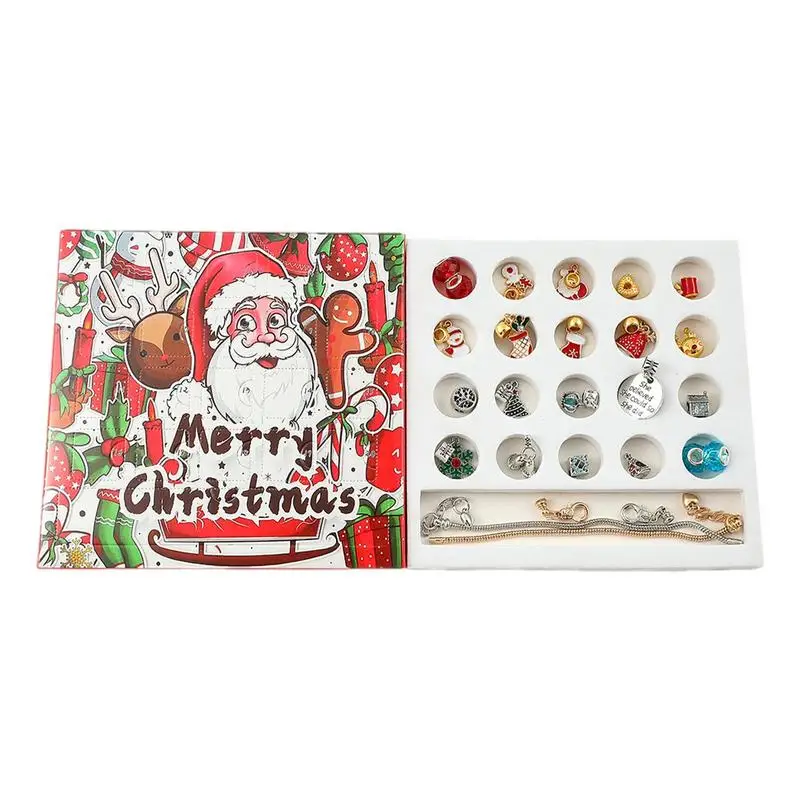 

Christmas Beads For Bracelets Creative DIY Jewelry Set With 24 Christmas Beads Bracelets String Christmas Bell Elk And More