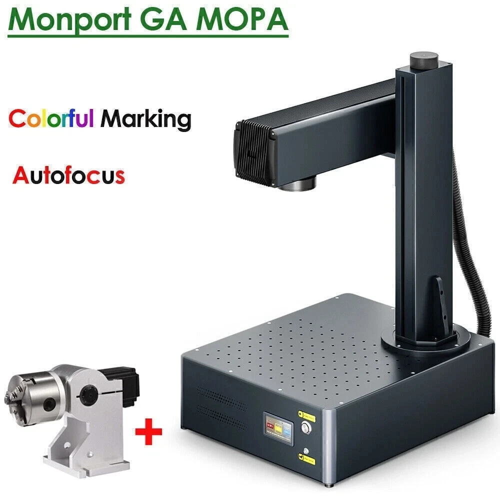 

100W Fiber Laser Engraver +Rotary Axis Metal Color Marking Autofocus