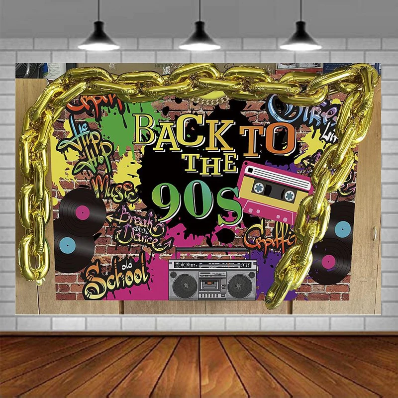 Back to The 90s Photography Backdrop Hip Hop Graffiti Brick Wall Retro Fashion Background Aldult Kids Birthday Party Decoration