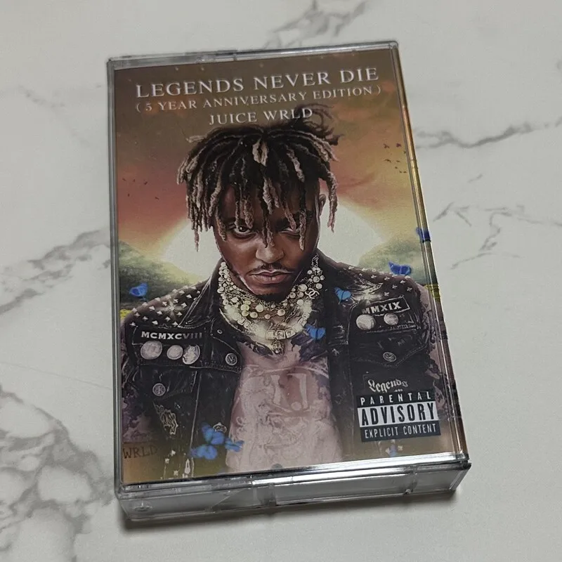 

Juice WRLD Legends Never Die 5 Year Anniversary Hip Hop Rap Cassette Tape with Lyric Booklet Collectible Retro Audio Cassette