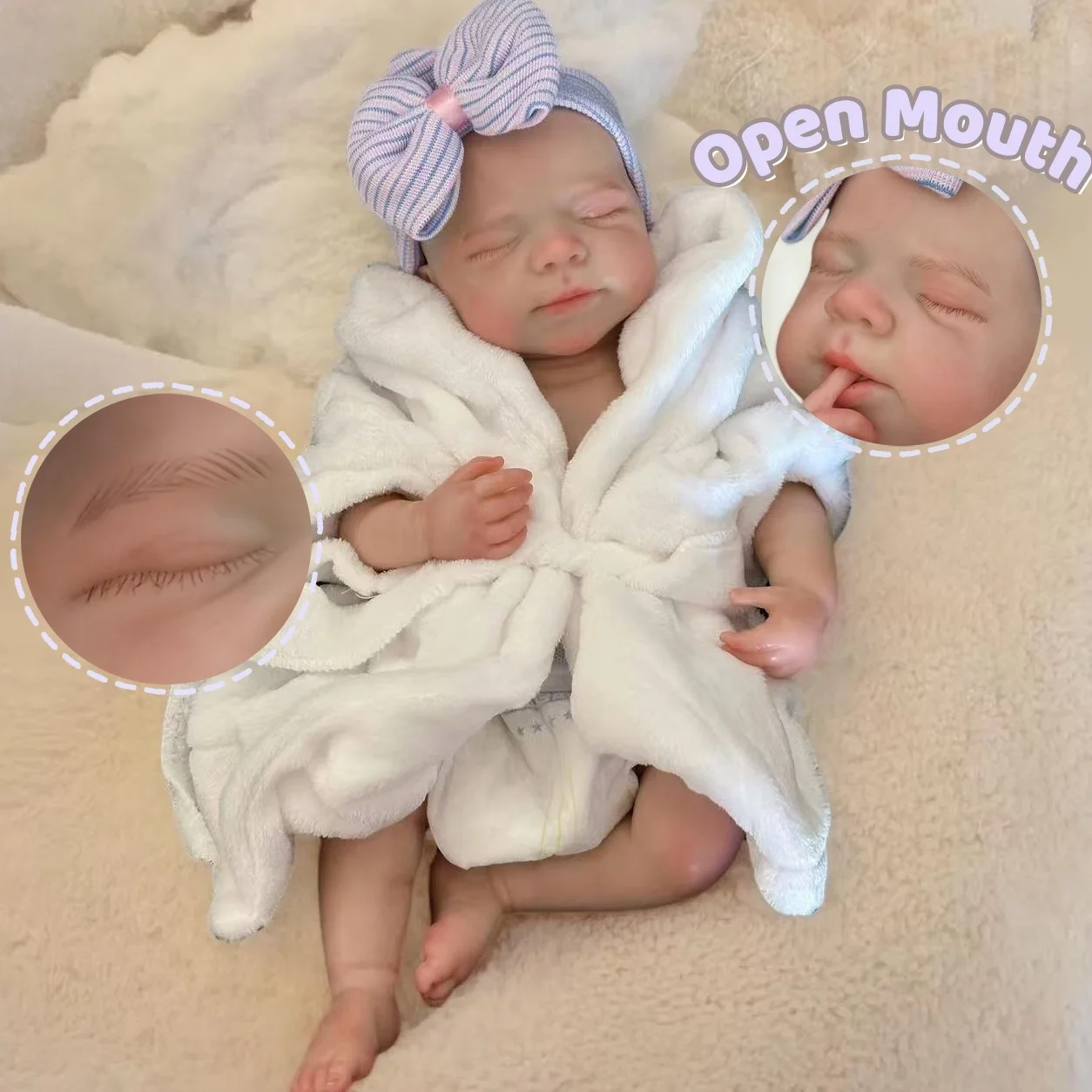 

1PC/One More Outfits 18Inch Open Mouth Pascale Soft Silicone Bebe Reborn Girl Doll With Painted Skin Lifelike Newborn Girl Doll