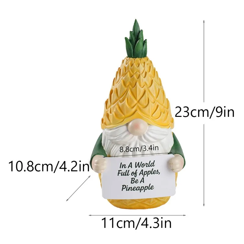 Creative Pineapple Gnome Gnome Resin Business Card Holder, Cute Desk Ornament, Ideal Holiday Gift for Home and Office Decoration