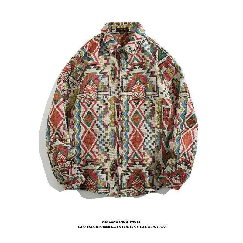 

Shirt men's loose autumn and winter Japanese retro ethnic style couple long-sleeved shirt jacket