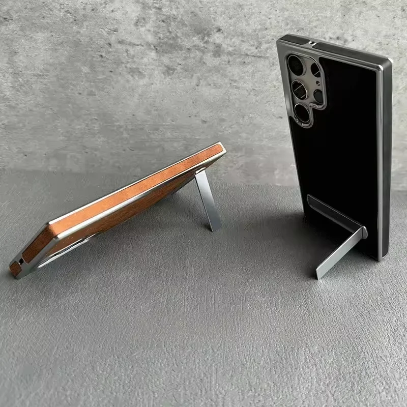 Etui na telefon z ekoskóry PU w stylu biznesowym z funkcją podstawki do Samsung Galaxy S25 S24 Ultra S22 Plus S23 FE, składana podstawka, obudowa PC — zdjęcie produktu 3